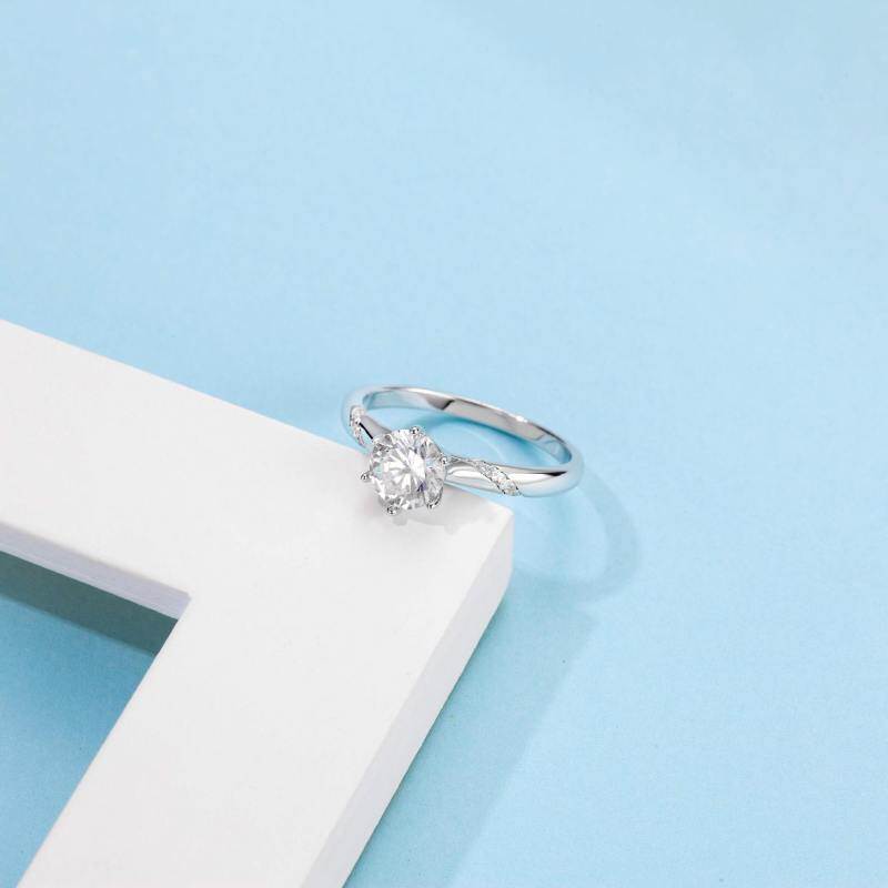 Anel de Noivado em Ouro Rosa de 18K com Diamantes Sintéticos de Lapidação Redonda de 0,75 a 3,25 Quilates (Total)-5