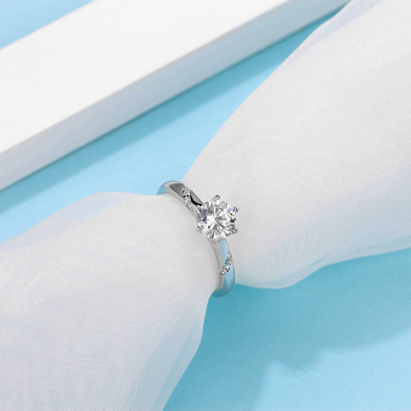 Ouro branco 18K 0,75 a 3,25 CT. Anel de casamento de diamante criado em laboratório com corte redondo T.W. D VS1-VVS1 Clareza 3EX com certificação IGI-6