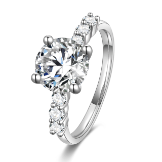 10K White Gold Round Moissanite Couple Engagement Ring-53