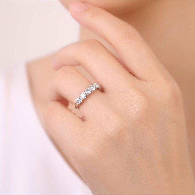 10K White Gold Round Moissanite Wedding Ring-2