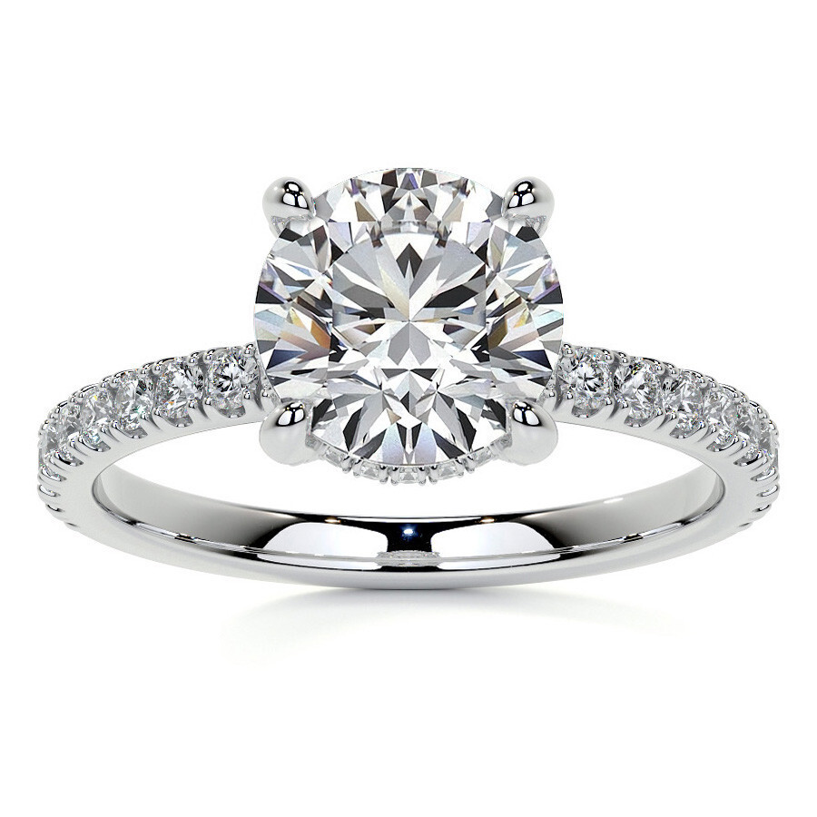 Bague de fiançailles en or blanc 10 carats avec moissanite ronde-1