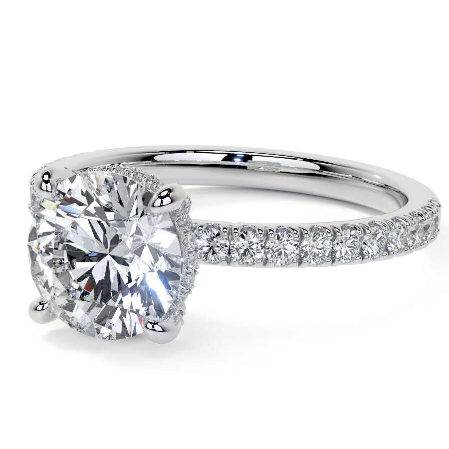 Bague de fiançailles en or blanc 10 carats avec moissanite ronde-2