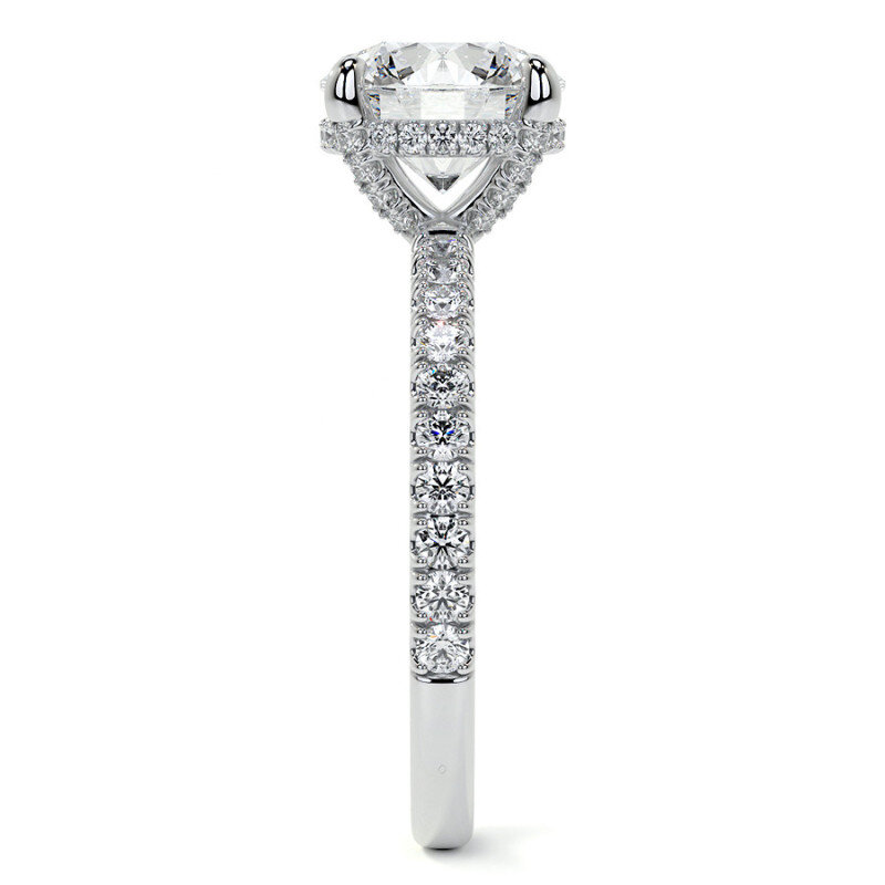 Anillo de compromiso de moissanita redonda de oro rosa de 10 quilates-4