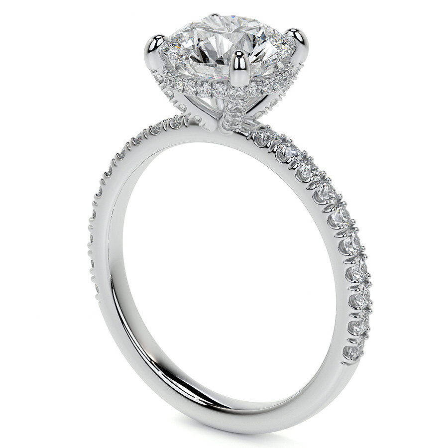Bague de fiançailles en or blanc 10 carats avec moissanite ronde-5
