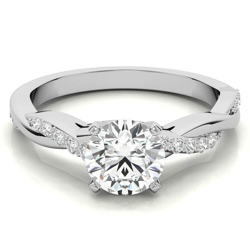 10K White Gold Round Shaped Moissanite Engagement Ring-1