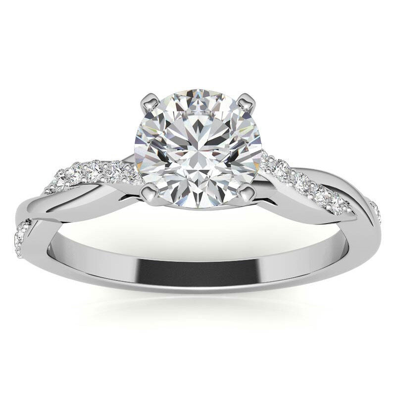 10K White Gold Round Shaped Moissanite Engagement Ring-6