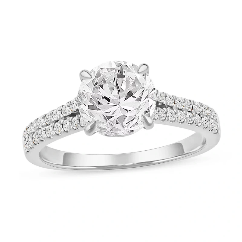 10K White Gold 1 to 3.5 CT. T.W Round Cut Lab Created Diamond Custom Engagement Ring D VVS1 Clarity 3EX IGI Certified-1