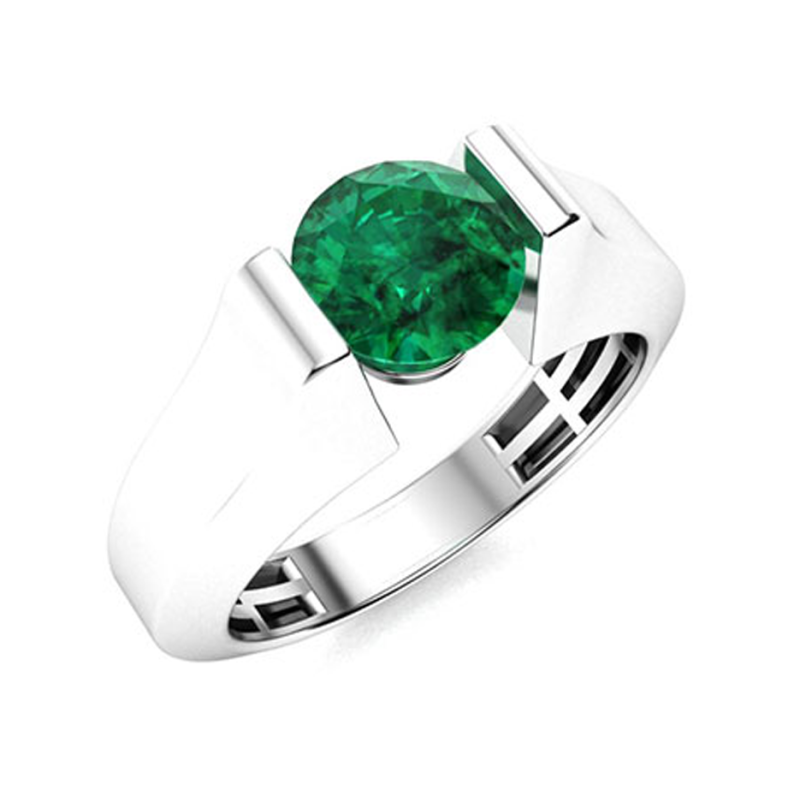 Bague de fiançailles pour homme en or blanc 10 carats avec pierre précieuse ronde de 1 à 5 carats-3