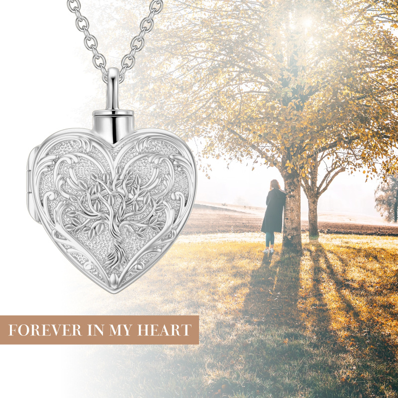 10K White Gold Tree Of Life Urn Necklace for Ashes with Silver Chain-6