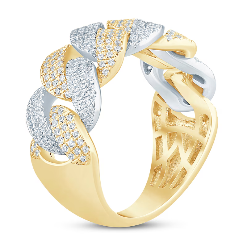 10K White Gold & Yellow Gold Round Shaped Diamond Custom Couple Ring for Men I Color I3 Clarity 3EX IGI Certified-3