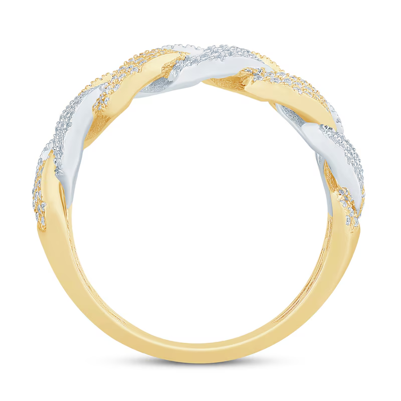 Anello da uomo con maglia a maglie circolari personalizzate in oro bianco 18 carati e oro giallo da 3/4 ct-5