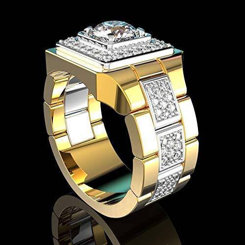 10K Yellow Gold 2.0 Carats Moissanite Square Ring for Men-3