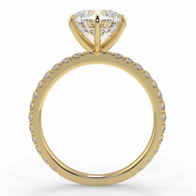 Aliança de casamento circular de moissanite em ouro 10K-3