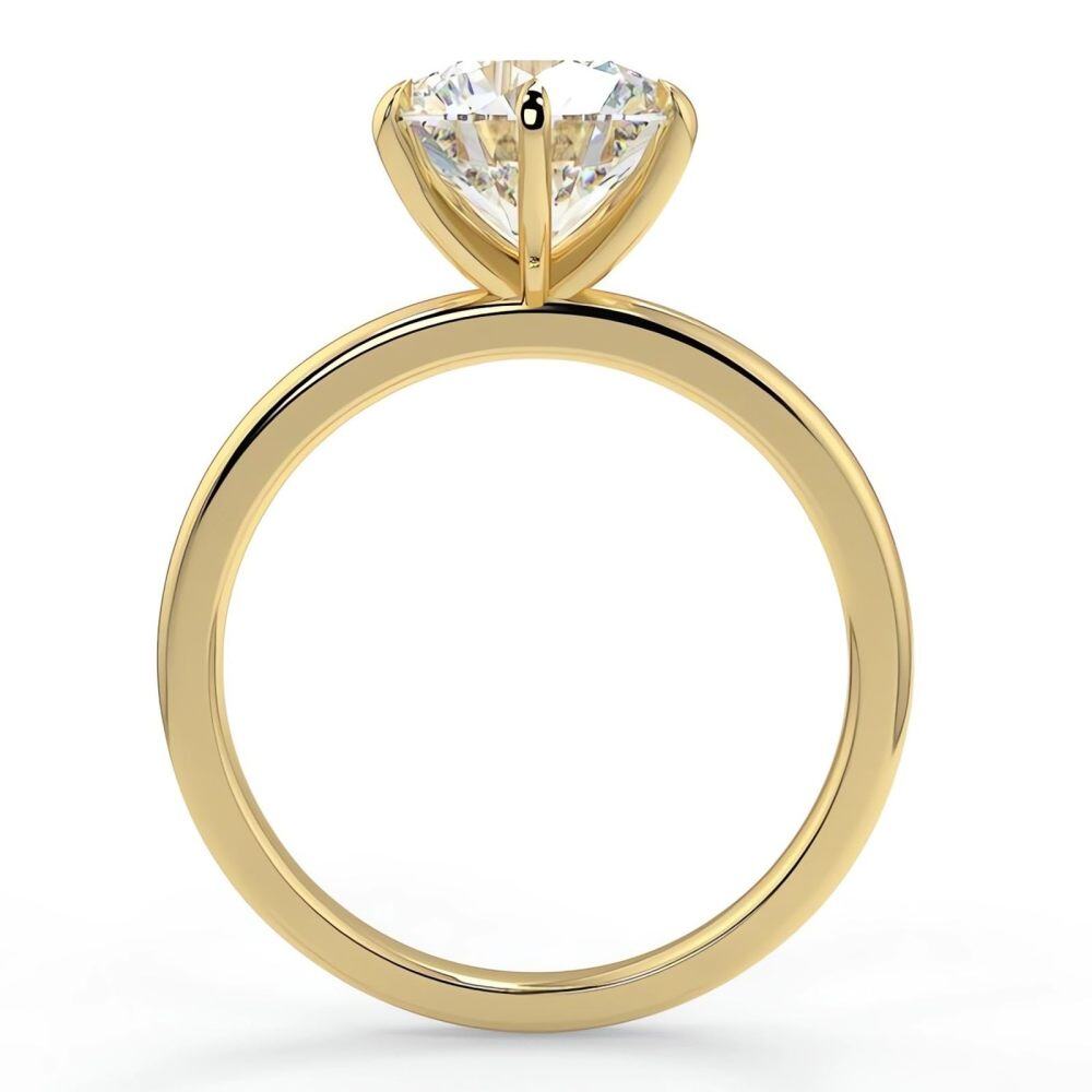 18K Yellow Gold 3 CT Round Moissanite Personalized Engraving & Engagement Ring-2