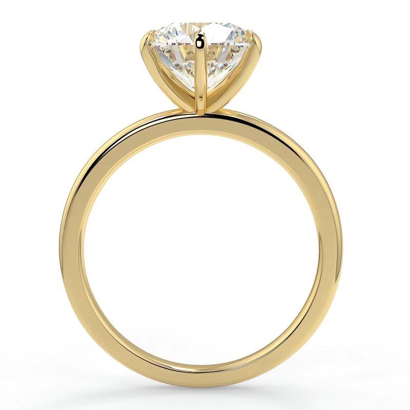 14K Yellow Gold 3 CT Round Moissanite Personalized Engraving & Engagement Ring-2