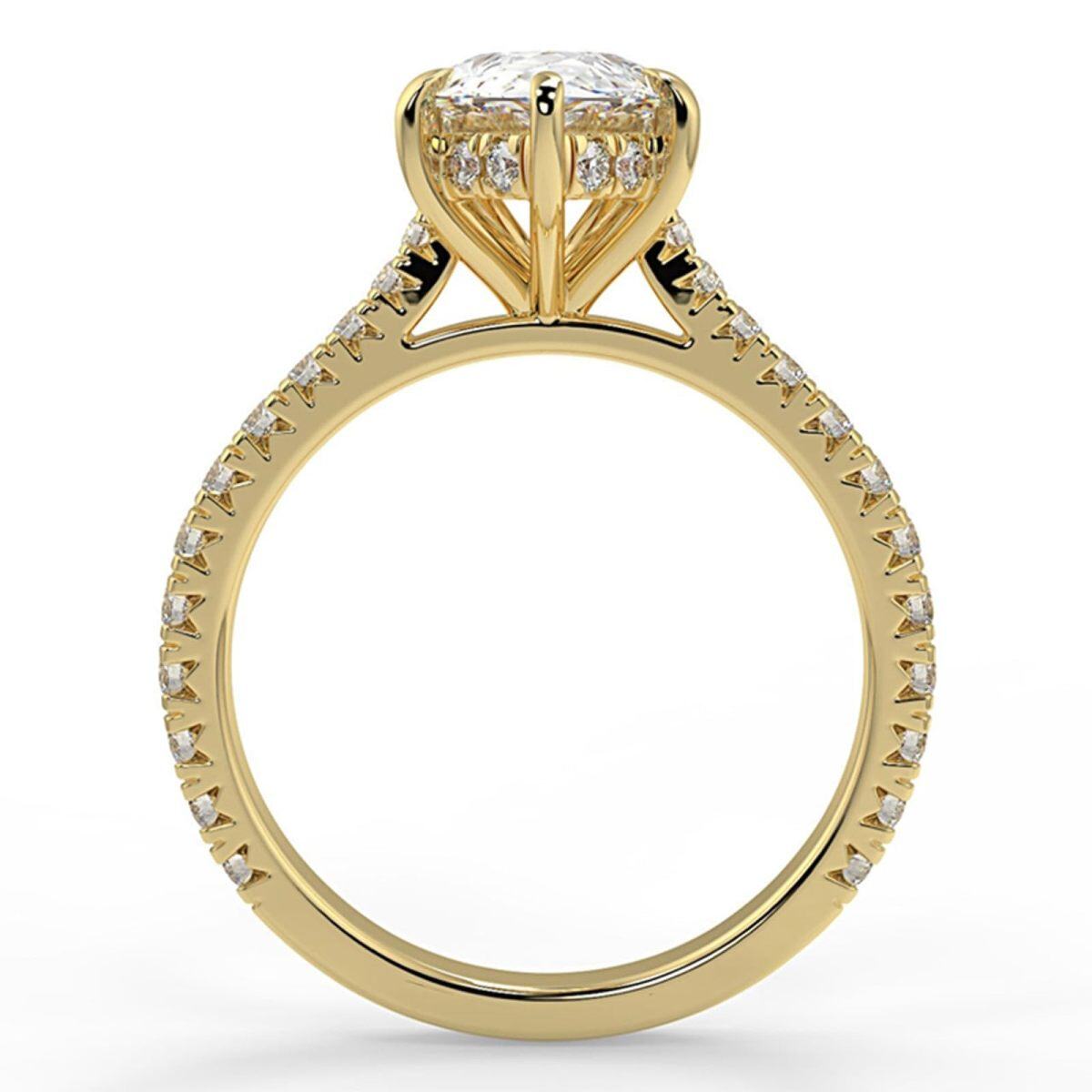 10K Yellow Gold 3 CT Pear Moissanite Personalized Engraving & Couple Engagement Ring-2