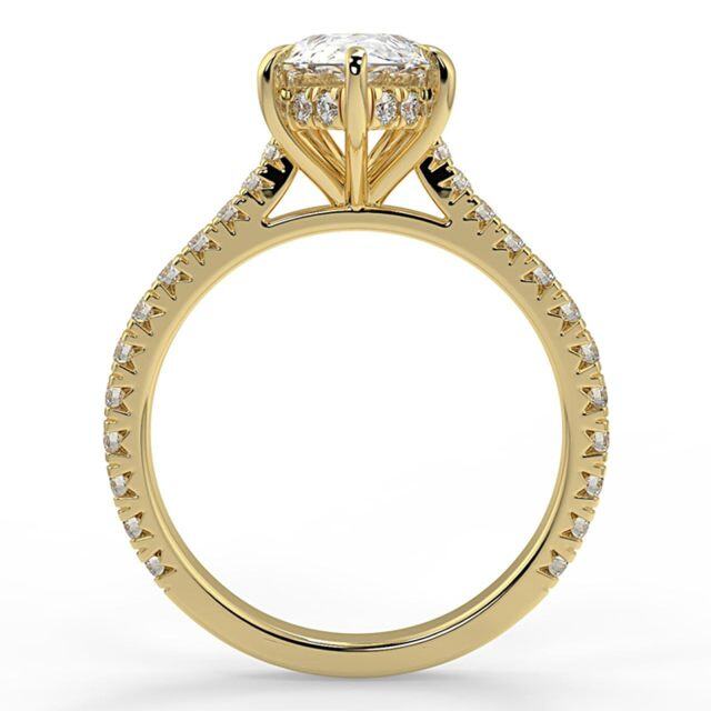 10K Yellow Gold 3 CT Pear Moissanite Personalized Engraving & Couple Engagement Ring-2