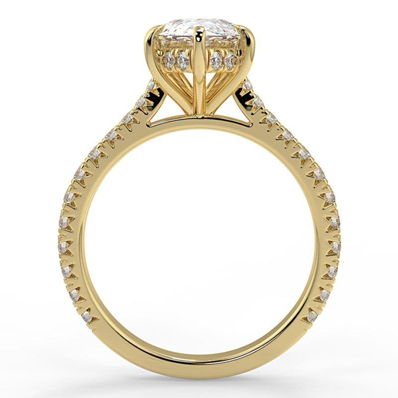 خاتم خطوبة للزوجين من الذهب الوردي عيار 10 قيراط، مرصع بأحجار مويسانيت مقطوعة على شكل كمثرى، بنقش شخصي-2