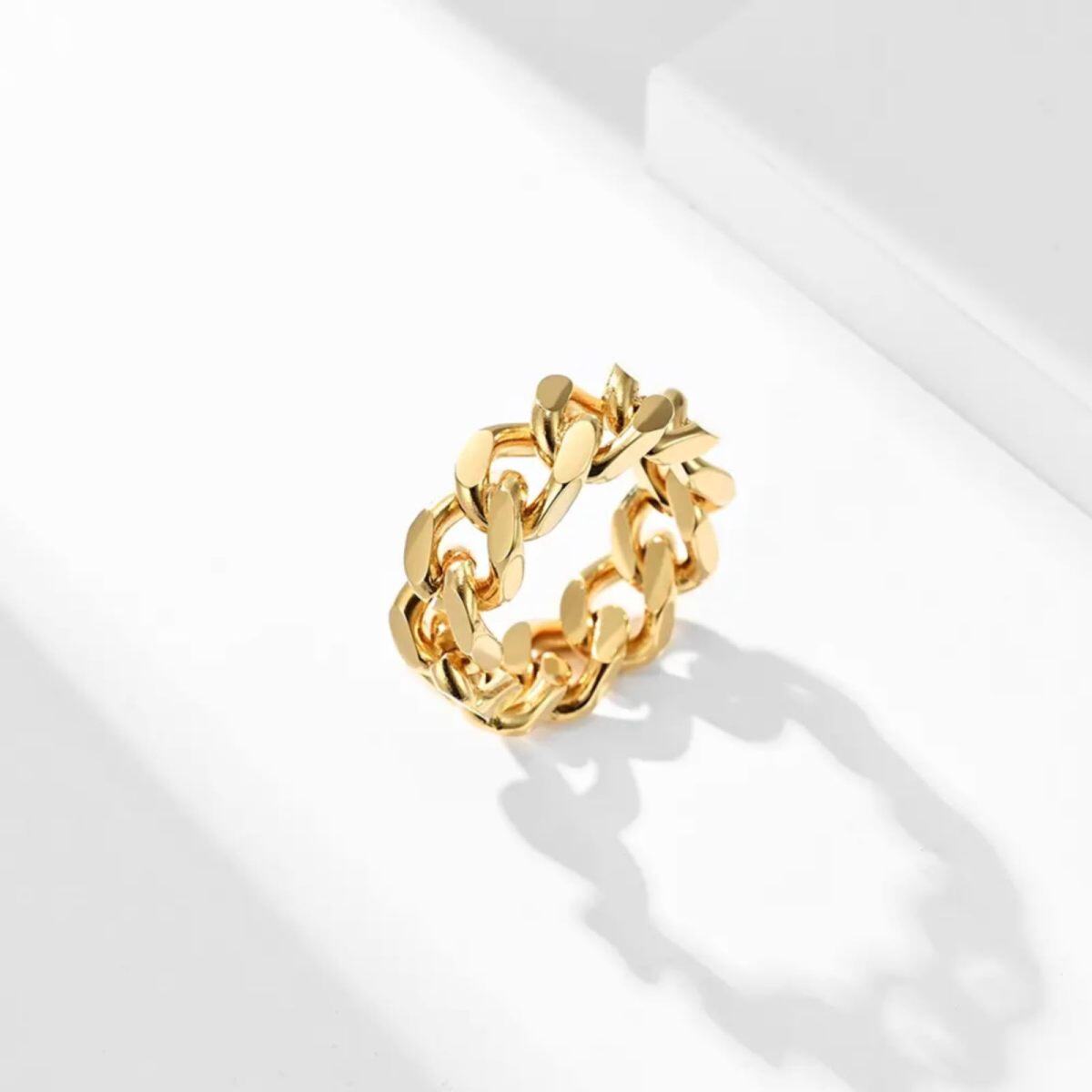 10K Gelbgold Panzerkette Hip Hop Statement Ring-3