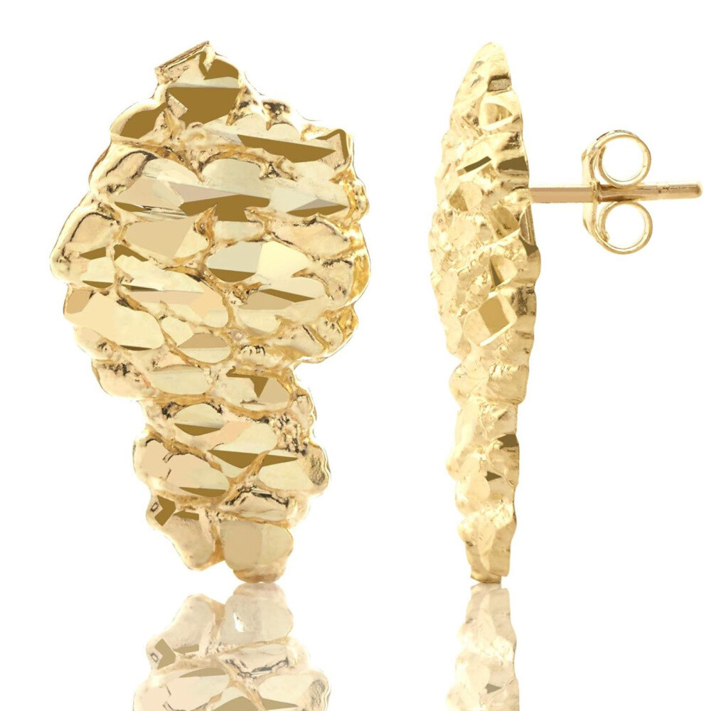 10K Yellow Gold Nugget Earrings-1