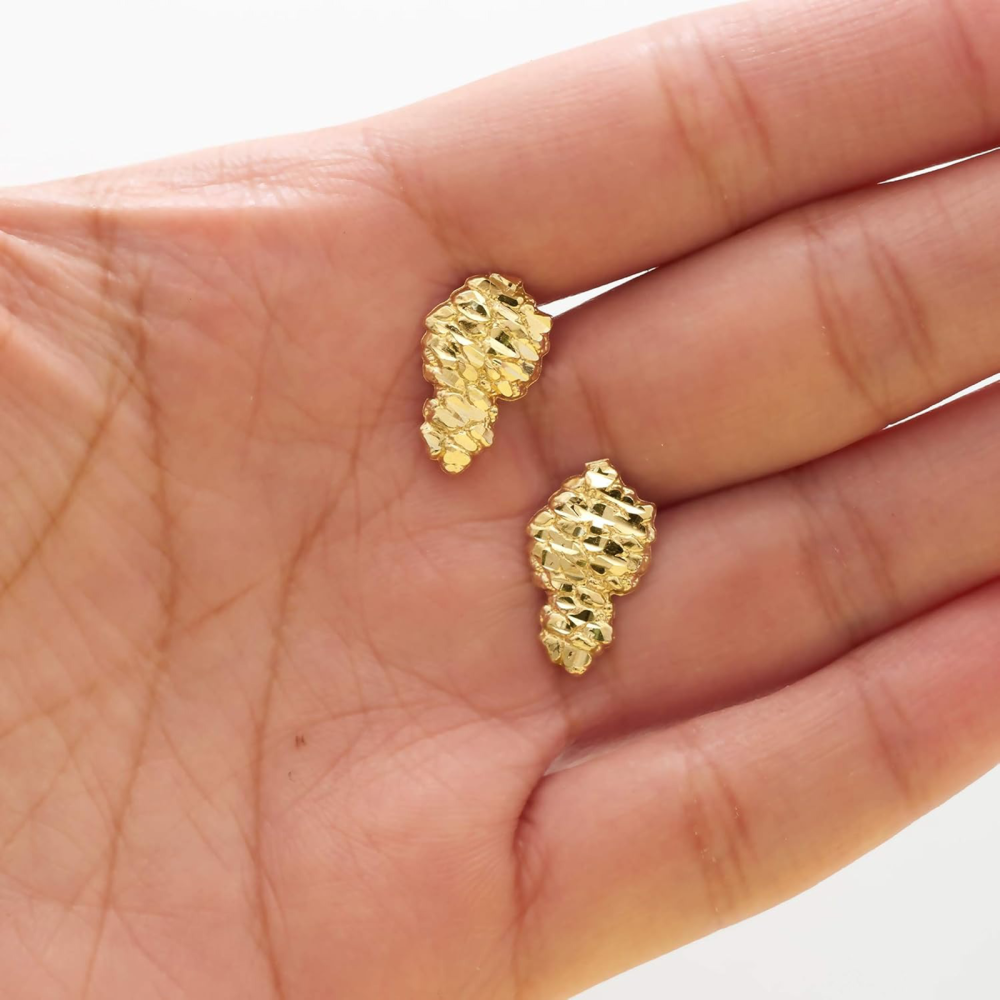 10K Yellow Gold Nugget Earrings-3