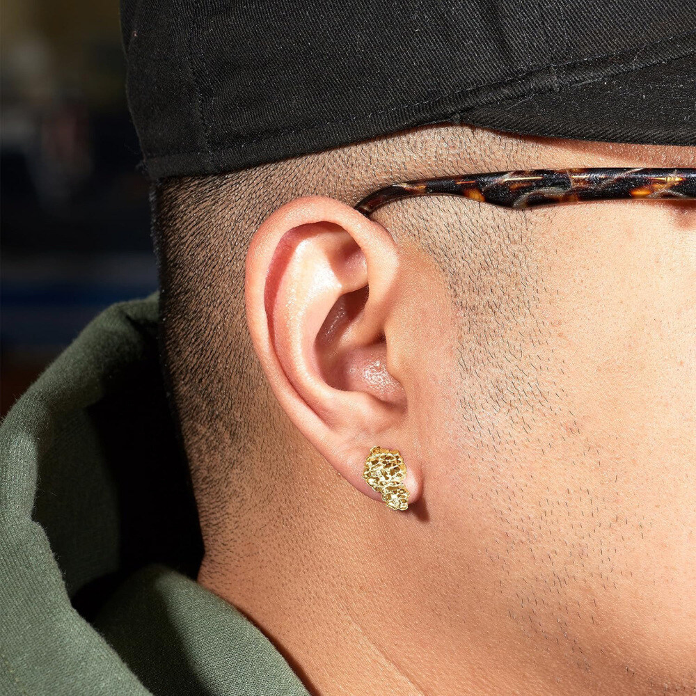 10K Yellow Gold Nugget Earrings-2