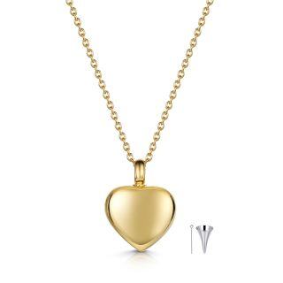 10K Yellow Gold Personalized Engraving & Heart Urn Necklace for Ashes-7