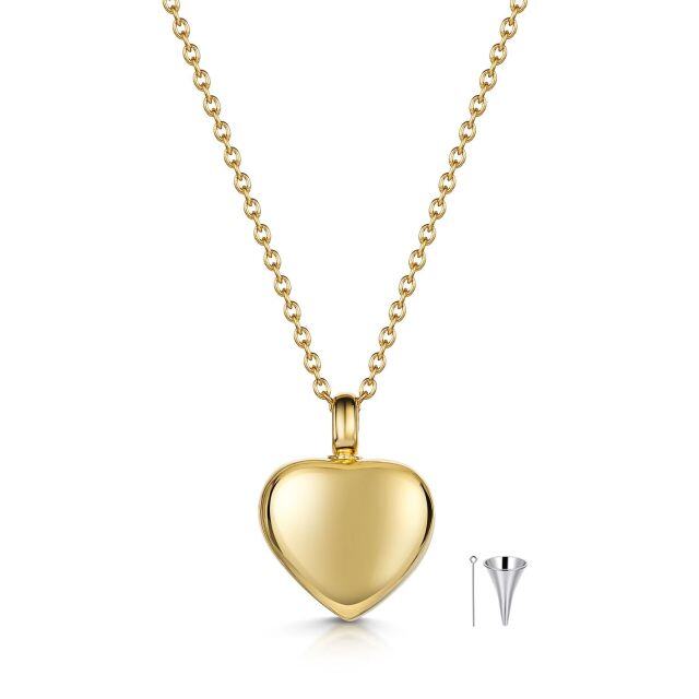 10K Yellow Gold Personalized Engraving & Heart Urn Necklace for Ashes-2