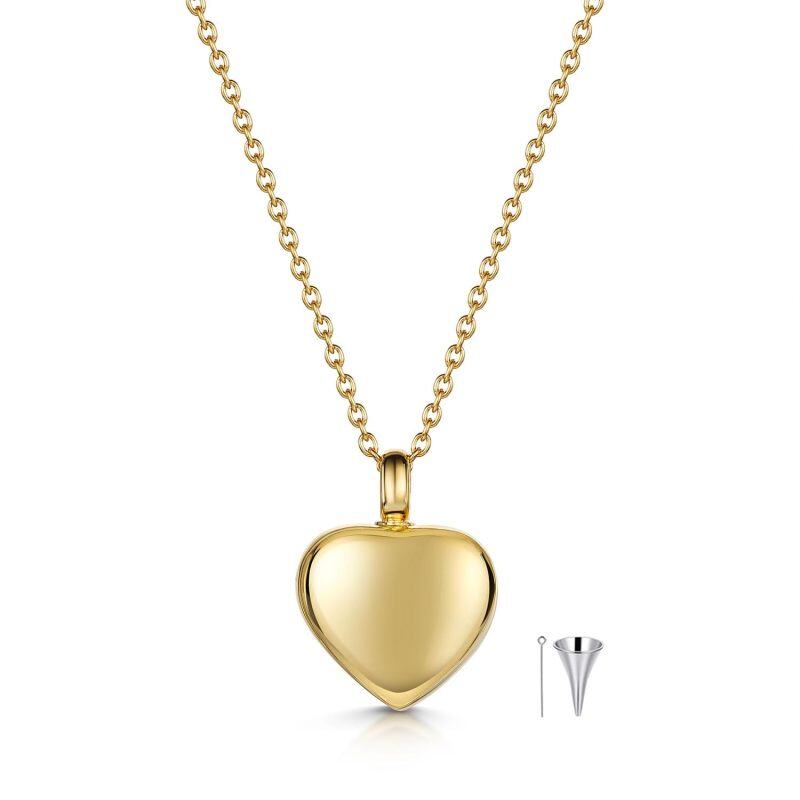10K Yellow Gold Personalized Engraving & Heart Urn Necklace for Ashes-5