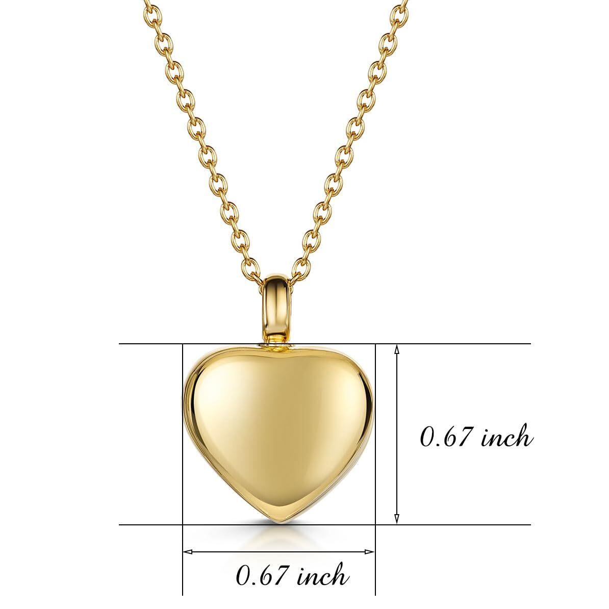 10K Yellow Gold Personalized Engraving & Heart Urn Necklace for Ashes-5