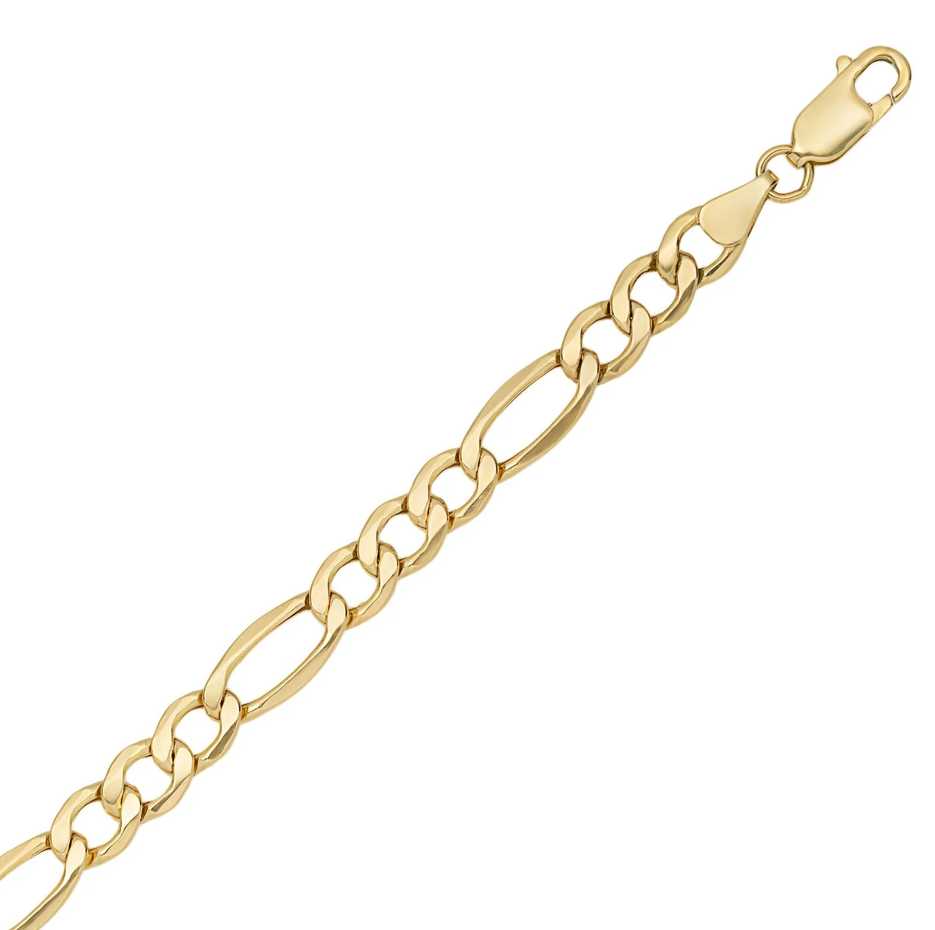 Tobillera de eslabones Figaro de oro amarillo macizo de 10 quilates de 7,0 mm-2