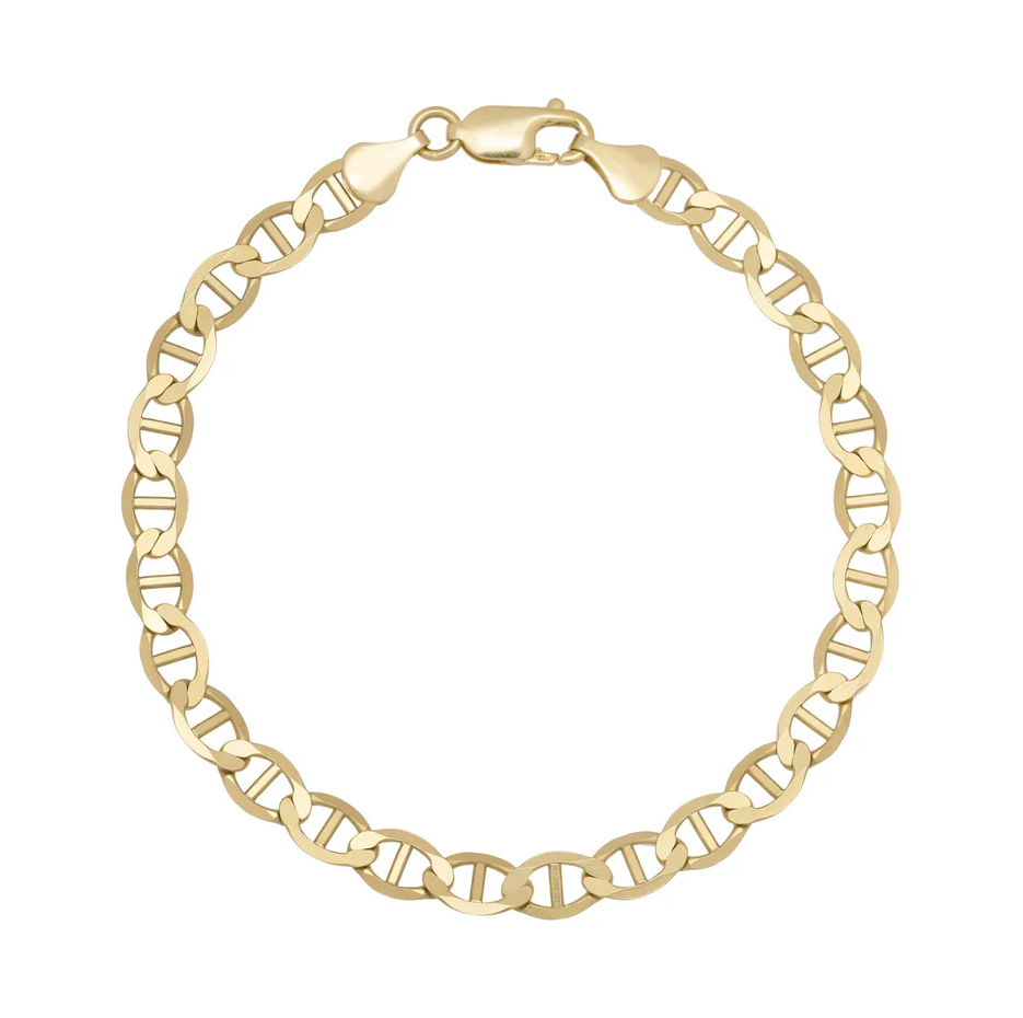 10K Yellow Solid Gold Mariner Link Anklet 5mm-1