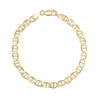 10K Yellow Solid Gold Mariner Link Anklet 2mm-10
