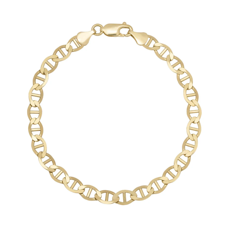 10K Yellow Solid Gold Mariner Link Anklet 2mm-13