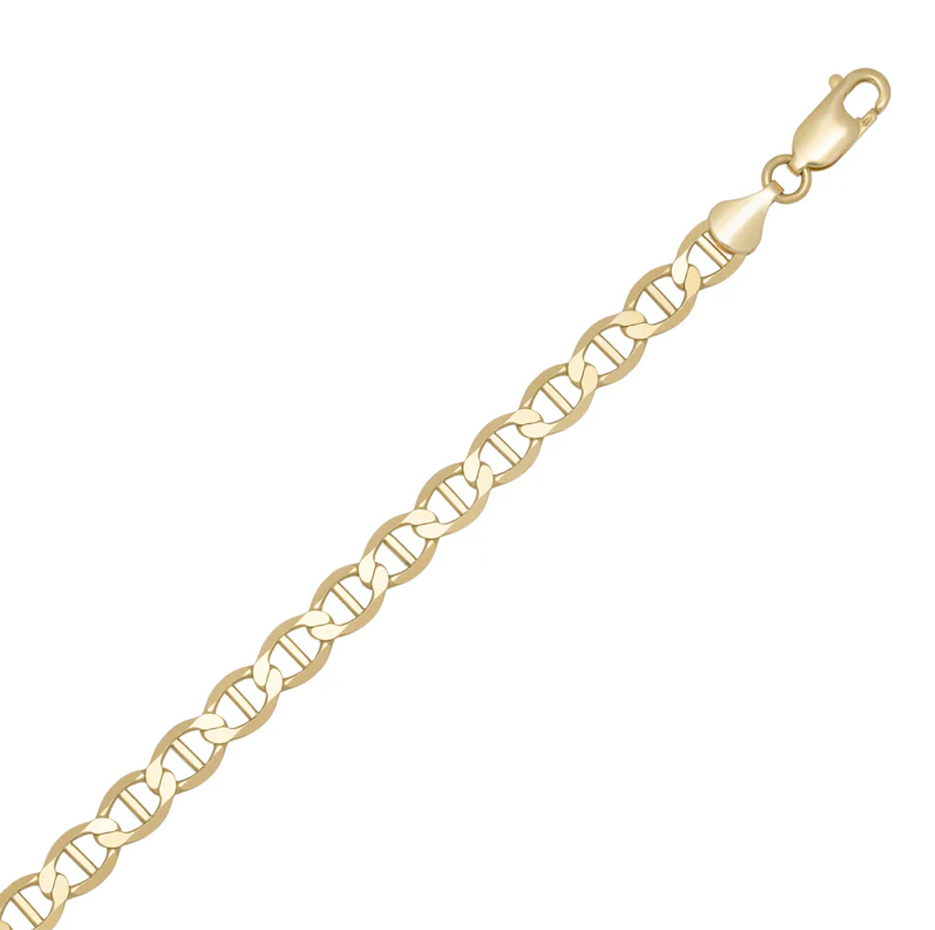 10K Yellow Solid Gold Mariner Link Anklet 5mm-2