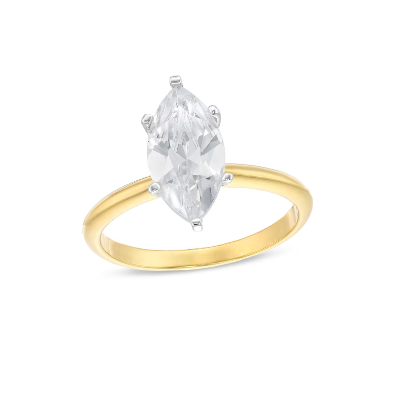 Anel de noivado personalizado em ouro de 10 quilates com diamante sintético lapidado em formato marquise de 0,5 a 3 quilates, pureza D, VS1-VVS1, certificado IGI 3EX.-1