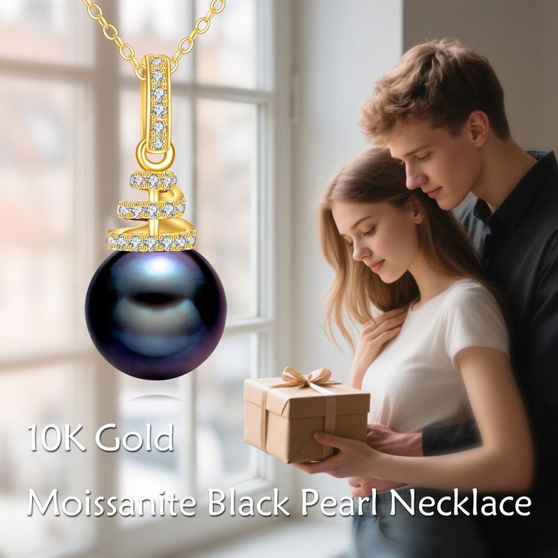 Collar colgante de oro 10K con perla de 9 mm-6
