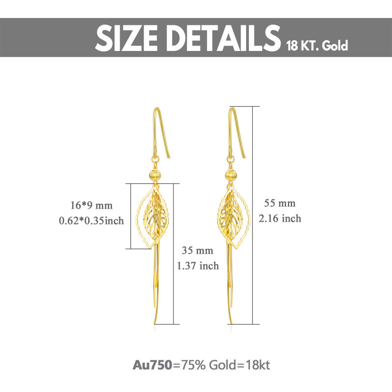 10K Gold Leaves Drop Earrings-5