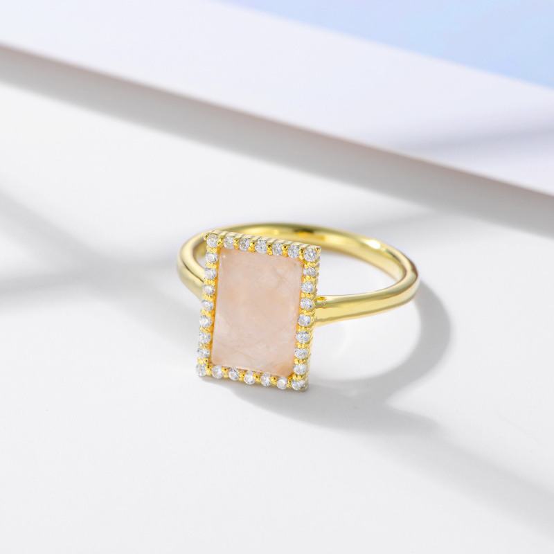 10Kゴールド プリンセス ピンクローズクォーツ リング-4