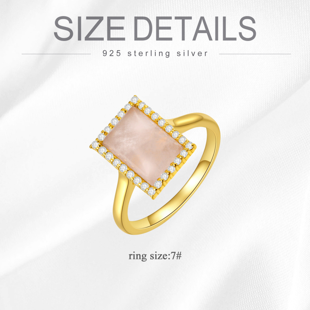 10K Gold Princess Pink Rose Quartz Ring