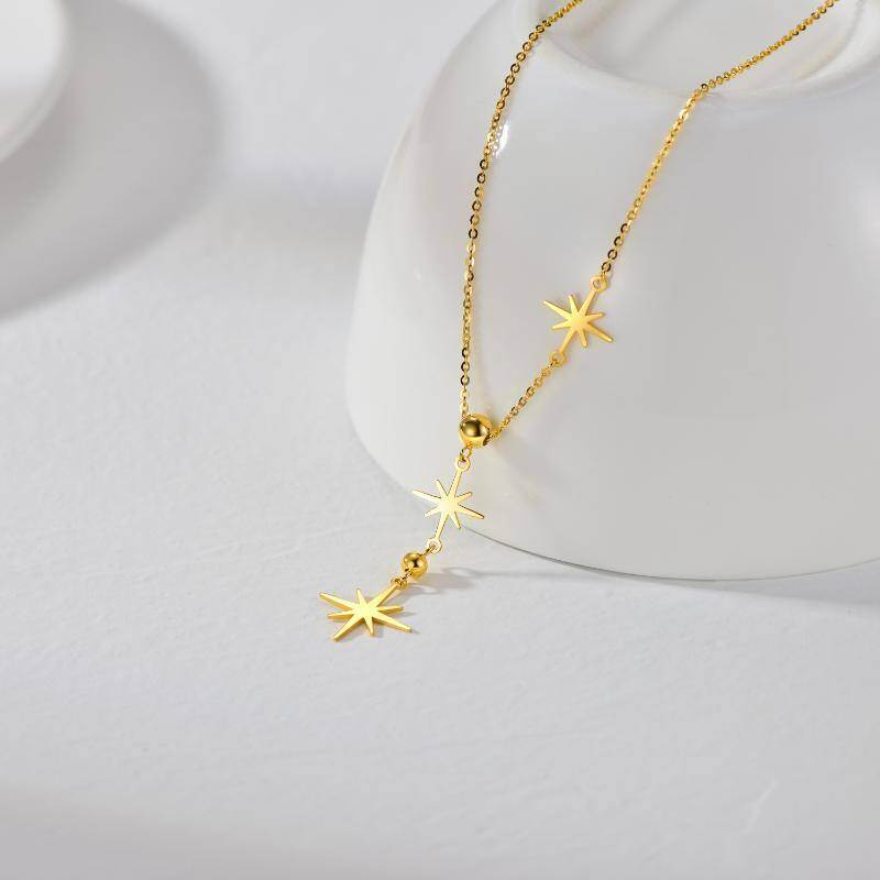 Collar en Y no ajustable Estrella de oro de 14 quilates-2
