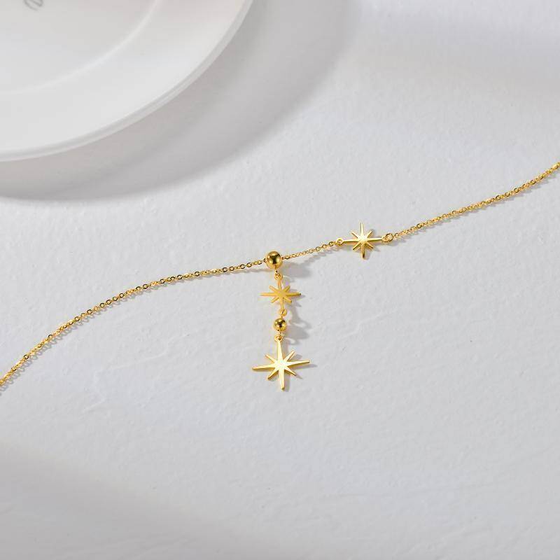 Collar en Y no ajustable Estrella de oro de 14 quilates-4