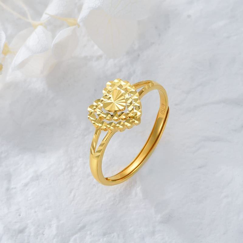 Bague cœur ouverte en platine plaqué or blanc-4