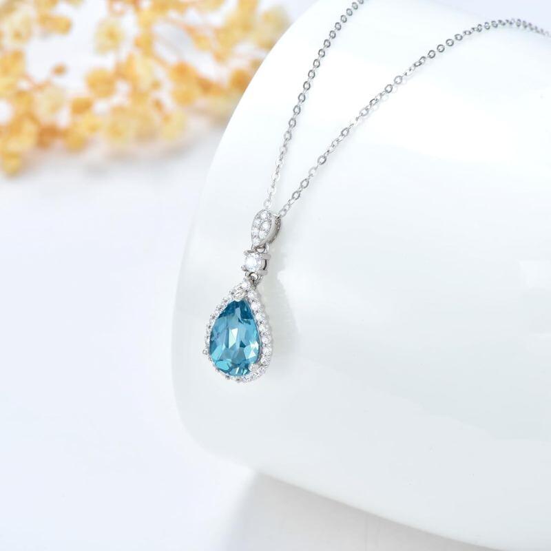 Collier en or blanc 10 carats avec topaze en forme de goutte pour femme-3