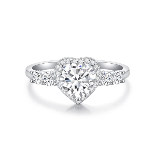 10K witgouden verlovingsring met hartvormige diamant van 1,15 tot 3,65 CT.T.W., in een laboratorium vervaardigd, IGI-gecertificeerd