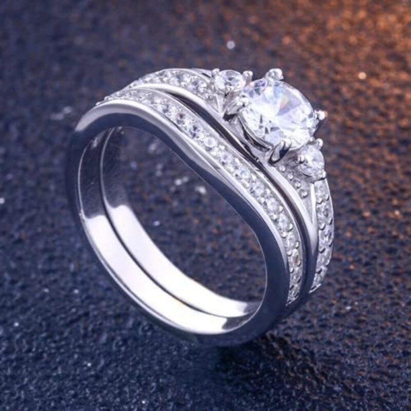 10K White Gold 1 to 6 CT Round Cut Moissanite Bridal Set-3