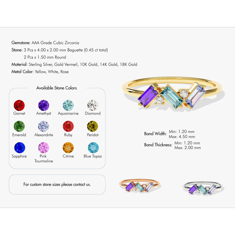 Anillo cuadrado de oro de 10 quilates con circonita cúbica-3