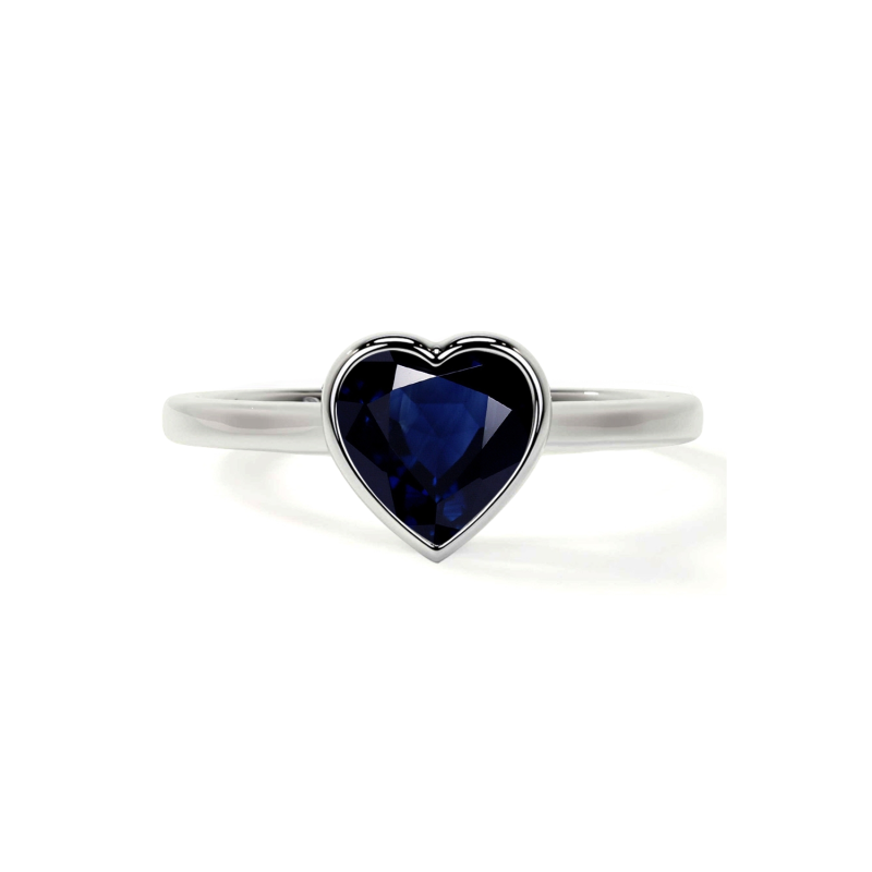Anillo de compromiso personalizado con corte corazón en oro blanco de 10 quilates y anillo de aniversario con gema.-8