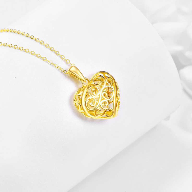 Herzförmige Halskette aus 10-karätigem Gold für Damen-4