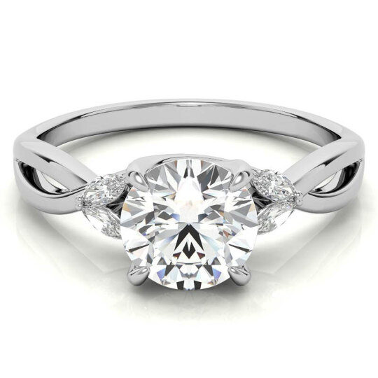 Bague de fiançailles en or blanc 10 carats avec moissanite taille ronde